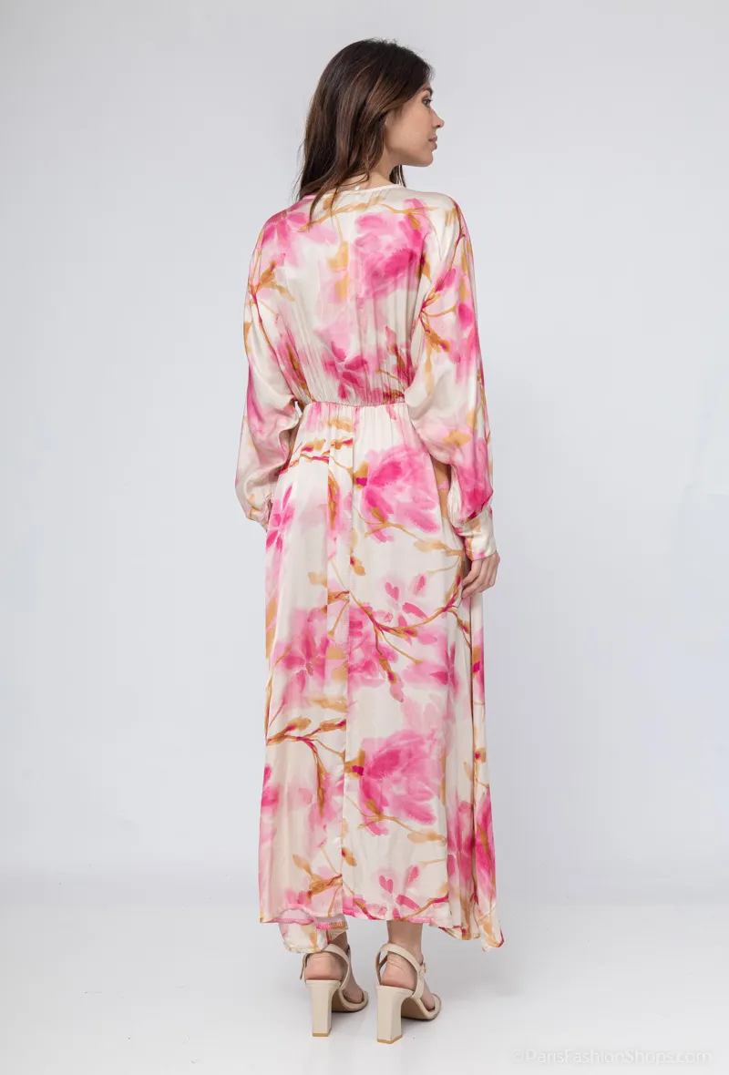 Bedrucktes Kleid aus Seidenmischung