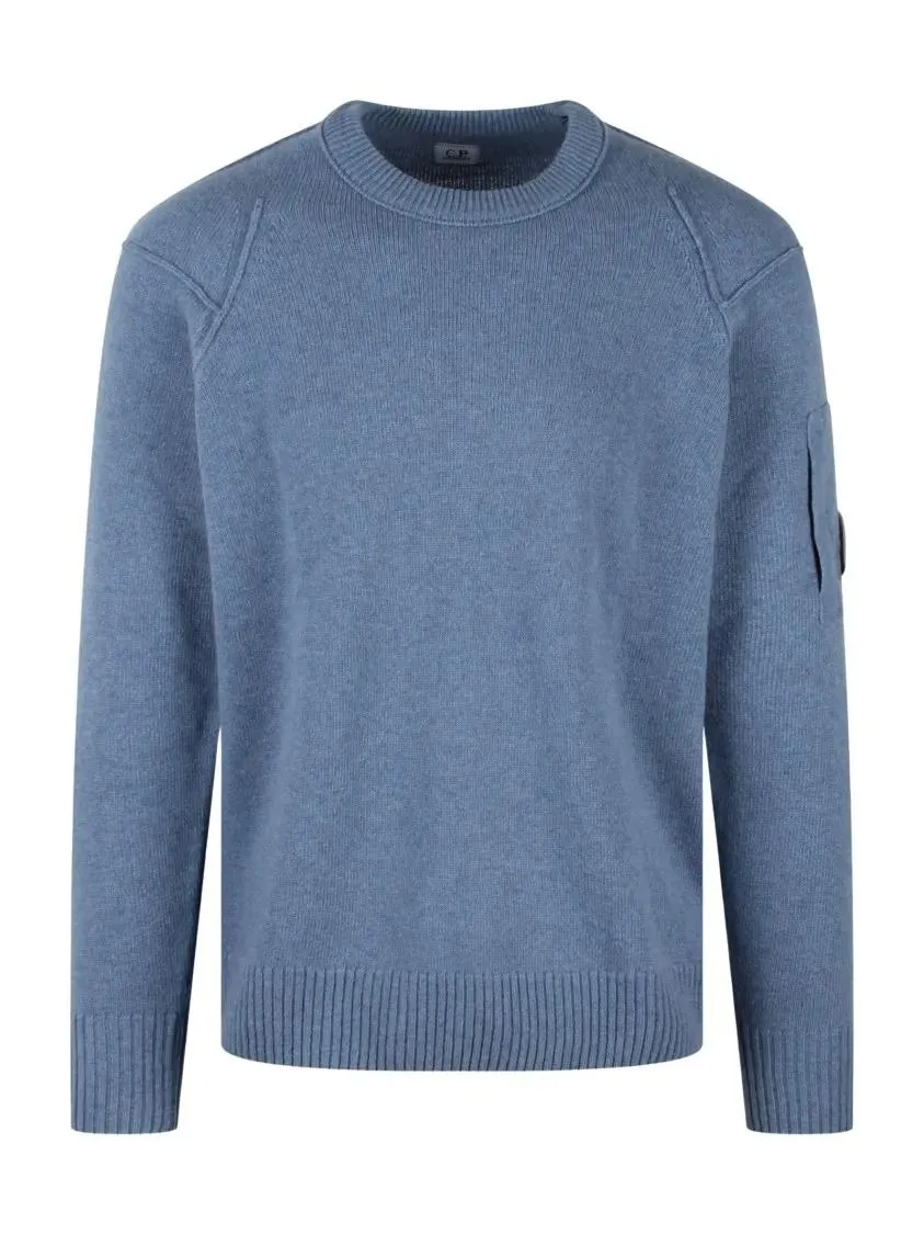   CP Company  Lambswool Grs Crew Neck Knit Blue  Pullover 