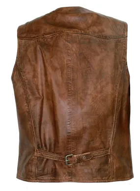 Maddox - Herren Lederweste Weste Lammnappa whisky cognac