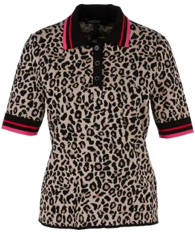 Marc Cain Poloshirt Jacquard-Pantherdruck