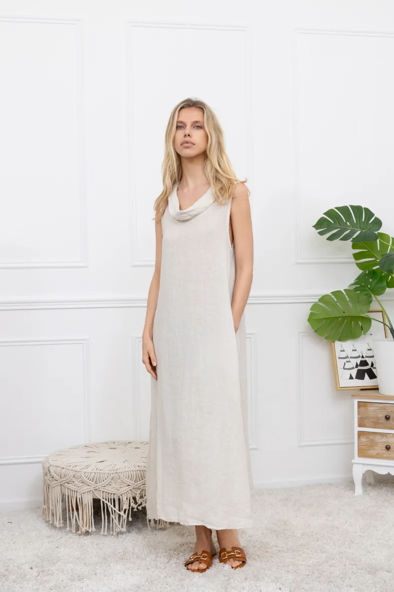 Mittellanges Kleid aus Leinen