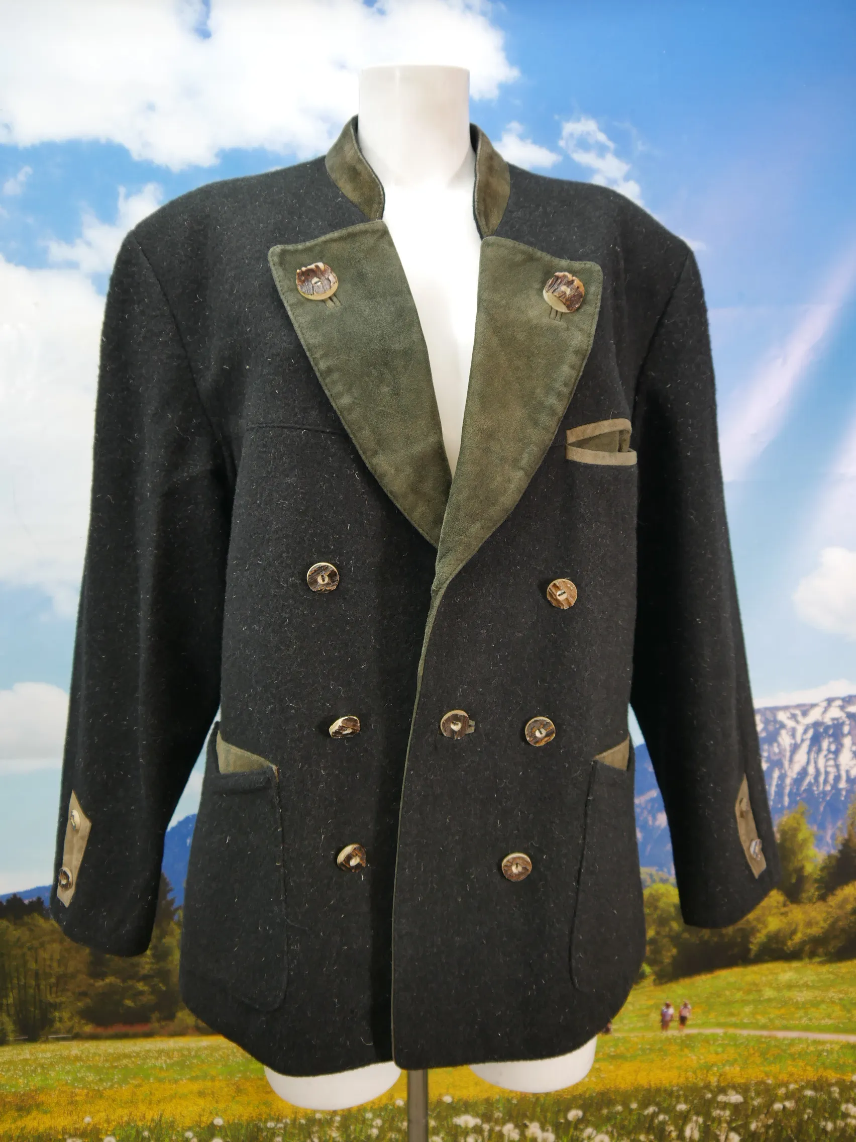 Original Tiroler Loden neuwertig mit Hirschhornknöpfen Trachtenjacke Jacke Gr.25/50