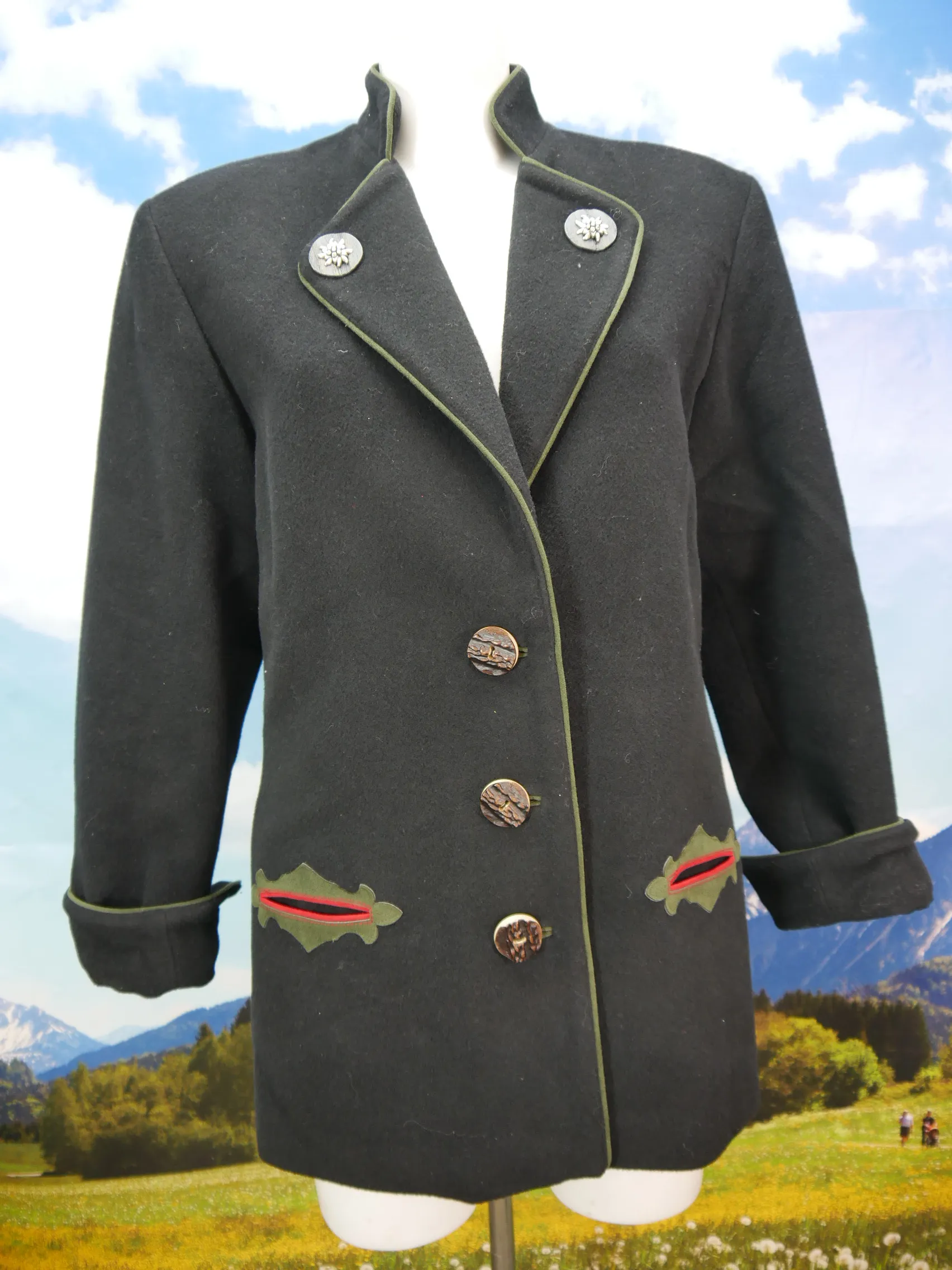 Sailer Trachten schwarz Janker mit Revers tolle Trachtenjacke Jacke Gr.38