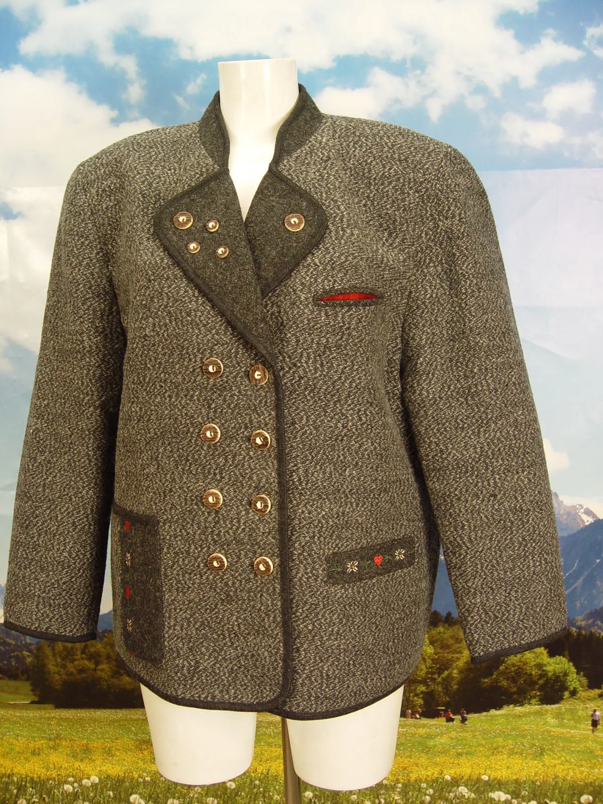 sehr weit geschnitten fesch  dezente Stickerei Jacke Janker Trachtenjacke Gr.42