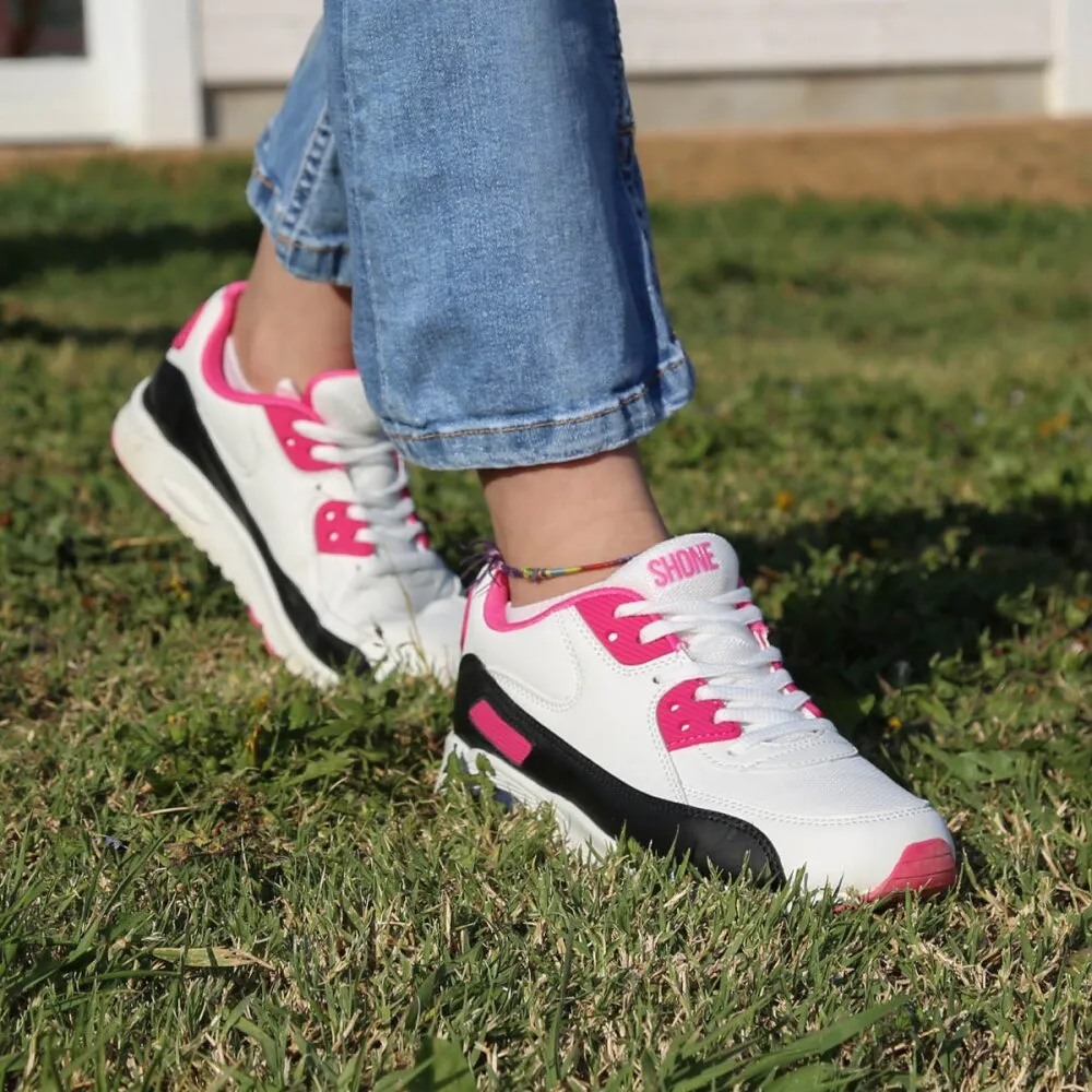 Shone - 005-001-LACES-WHITE-FUXIA - Sneakers - Mädchen