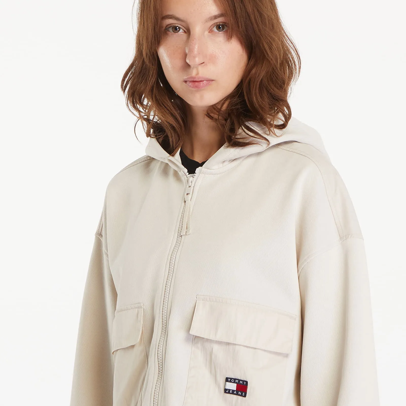 Sweatshirt Tommy Hilfiger RLX Crop Fabric Mix Hoodie Newsprint DW0DW18381 ACG